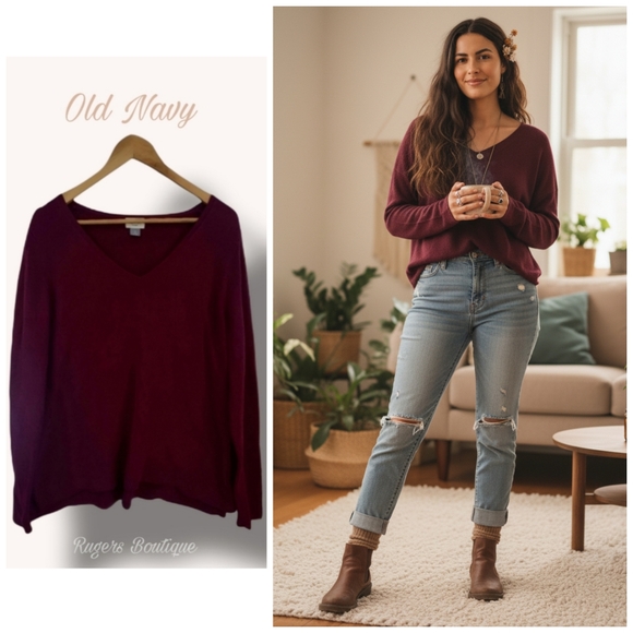 Old Navy Sweaters - 🌿Old Navy Women's XL Plum High Low Longleeve Sweater